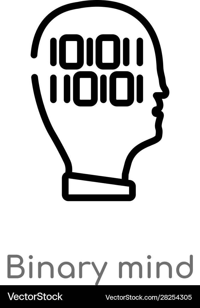 Outline binary mind icon isolated black simple Outline binary mind icon isolated black simple vector image