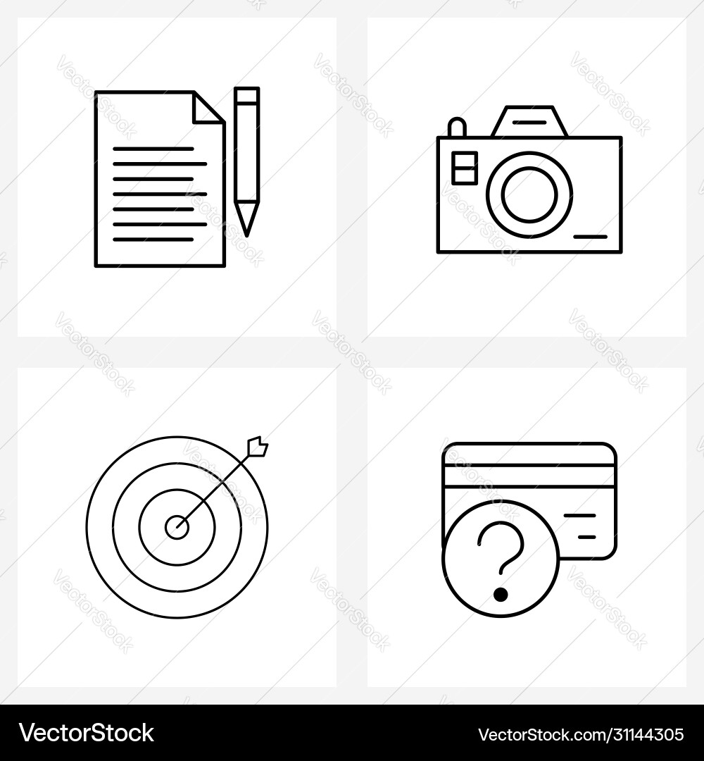 Set 4 simple line icons document marketing Vector Image