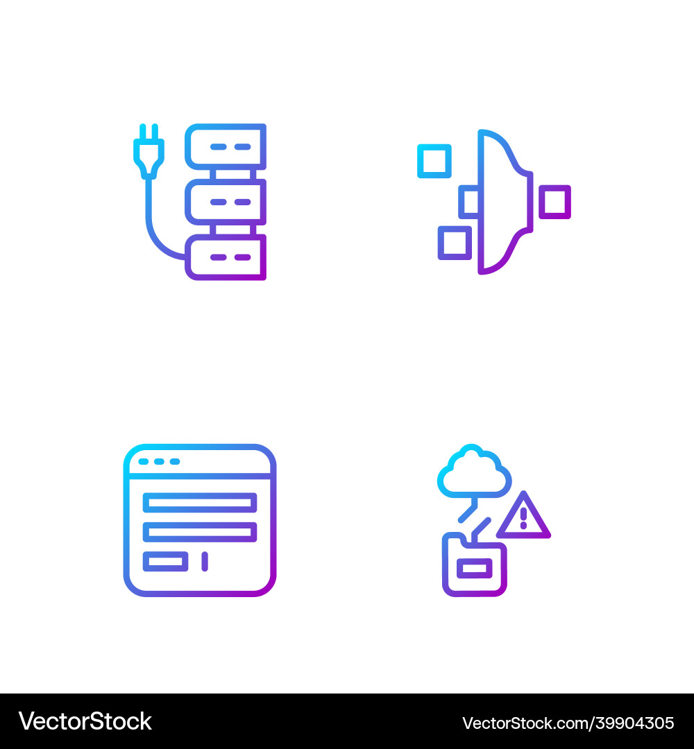 Set line cloud technology data transfer browser Set line cloud technology data transfer browser vector image