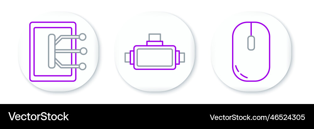 Set line computer mouse tablet and virtual Set line computer mouse tablet and virtual vector image