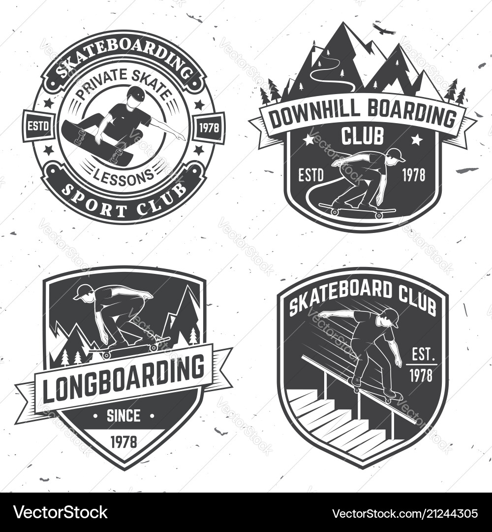 Skate Club Badges - Vintage Style Vector Image