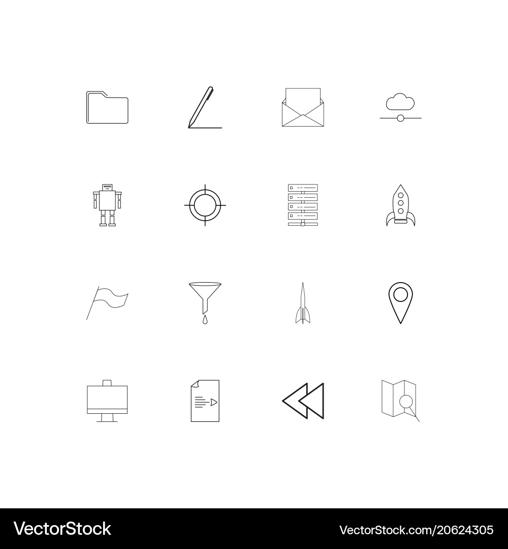 Web and text simple linear icons set outlined vector image