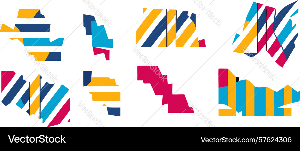 Abstract colorful striped patterns set design vector image