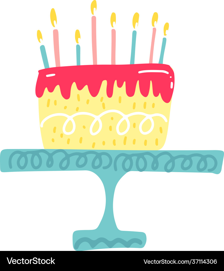 Birthday cake with candle and heart happy Birthday cake with candle and heart happy vector image