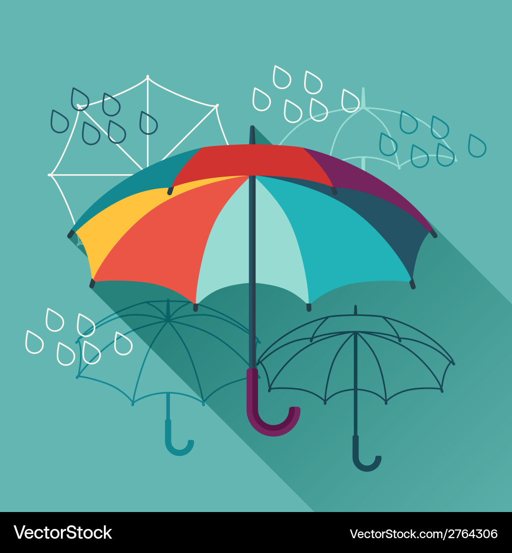Card with umbrellas in flat design style vector image