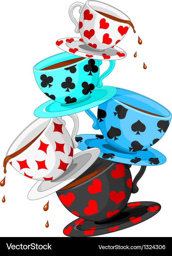 Colorful Tea Cups Pyramid Vector Image