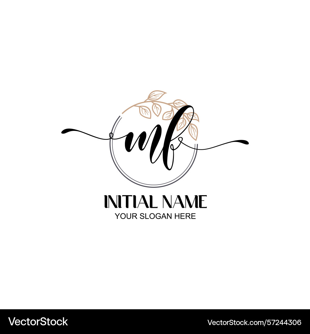 Elegant mf initial logo design with botanical Vector Image