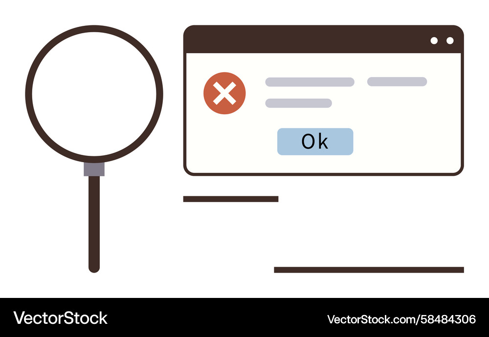 Error Message with Magnifying Glass Vector Image