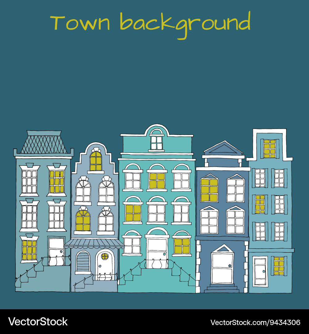 European street with houses drawing hand drawn Vector Image