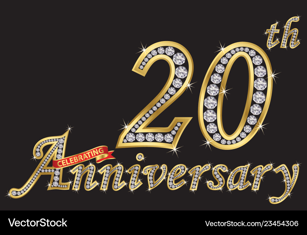 Feiern 20 Jahre goldenes Zeichen Feiern 20 Jahre goldenes Zeichen vektorbild