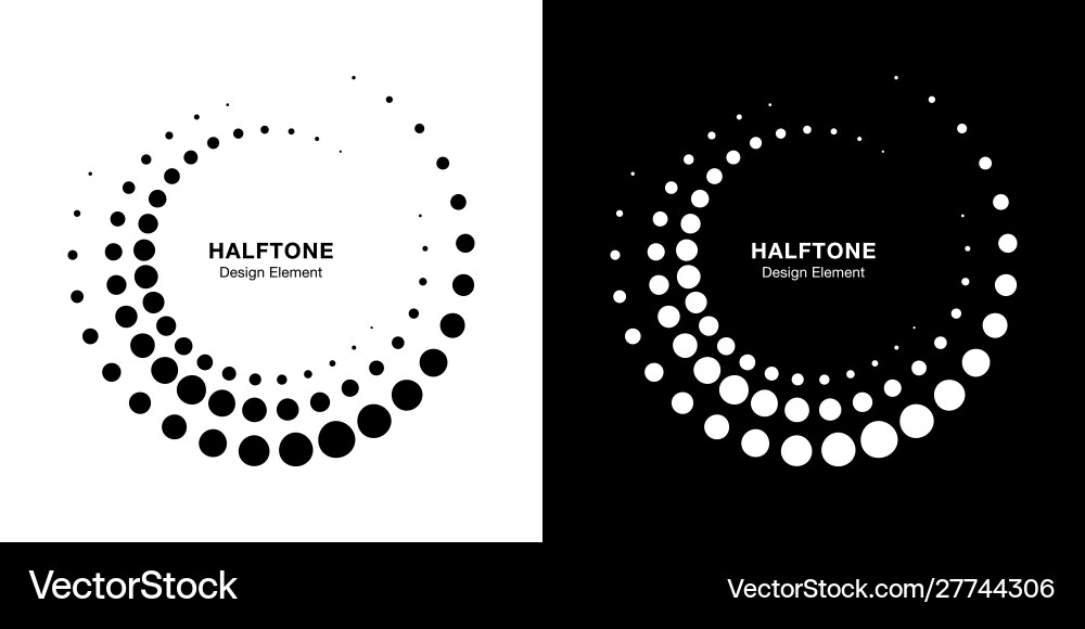 Halftone Circle Dots Frame Set vector image