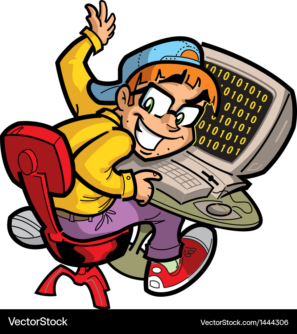 Happy Computer Nerd vector image
