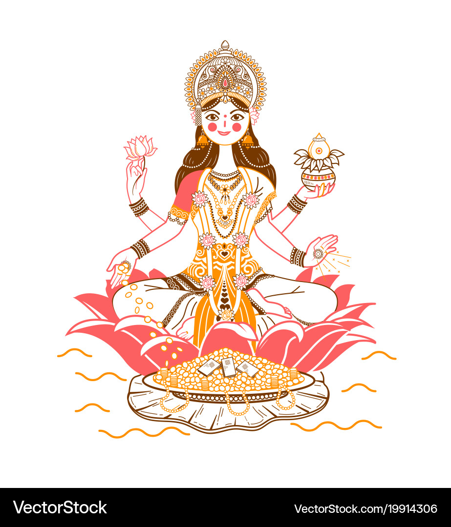 Hindu Goddess Lakshmi Icon Vector Image