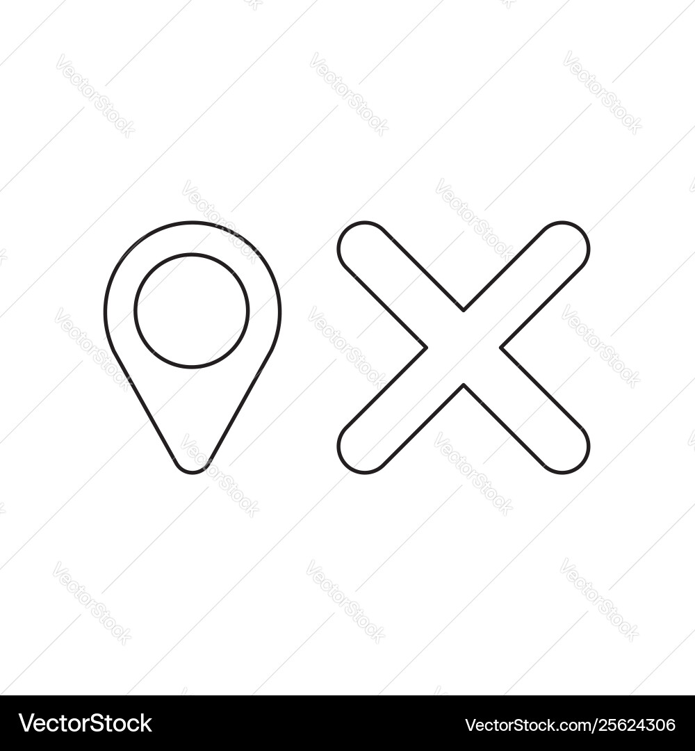 Icon concept map pointer and x mark Icon concept map pointer and x mark vector image