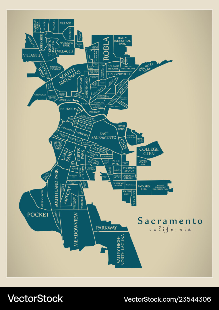 Modern city map - sacramento california Modern city map - sacramento california vector image