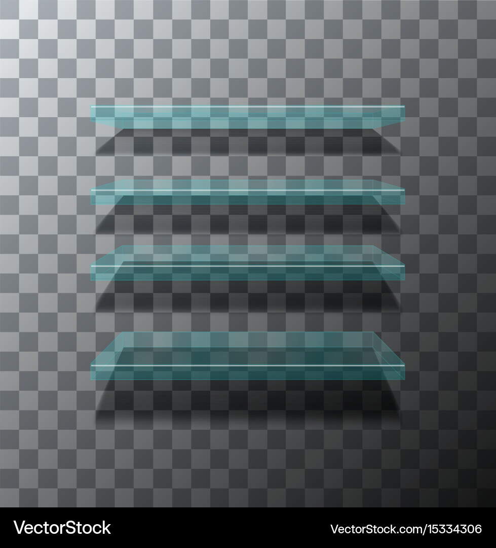 Modern flass shelfs set on transparent vector image