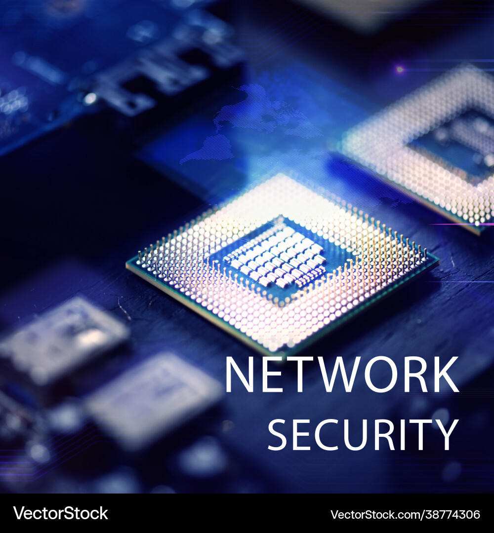 Network security banner template with computer vector image