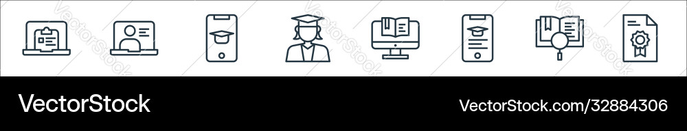 Online learning line icons linear set quality Online learning line icons linear set quality vector image