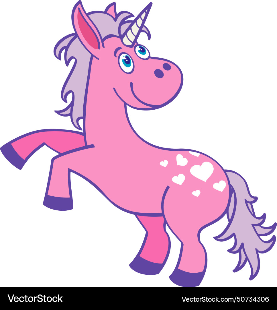 Pink unicorn cute magic creature fairytale vector image