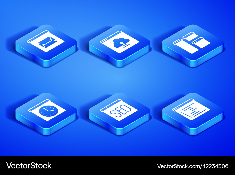 Set browser window website and mail seo Set browser window website and mail seo vector image
