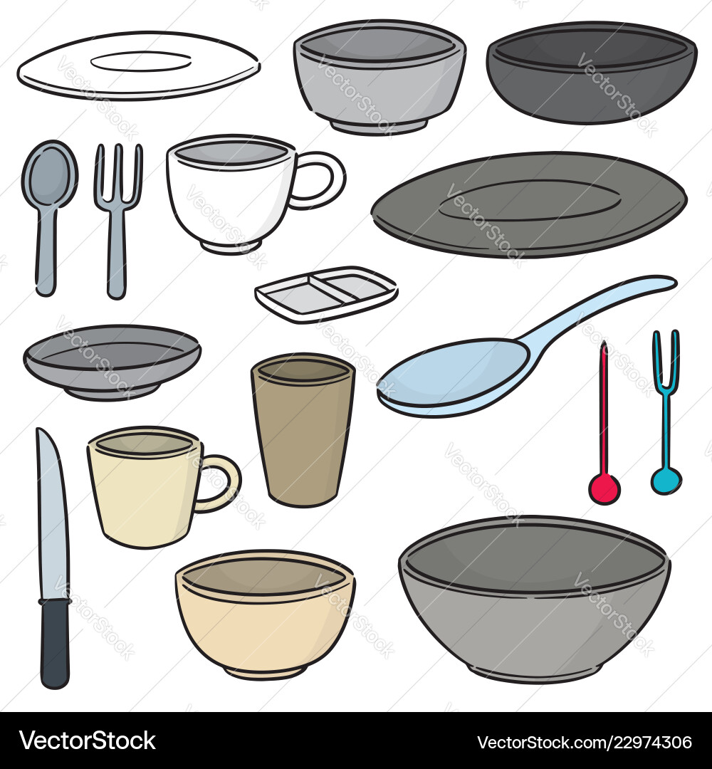 Set of tableware Set of tableware vector image