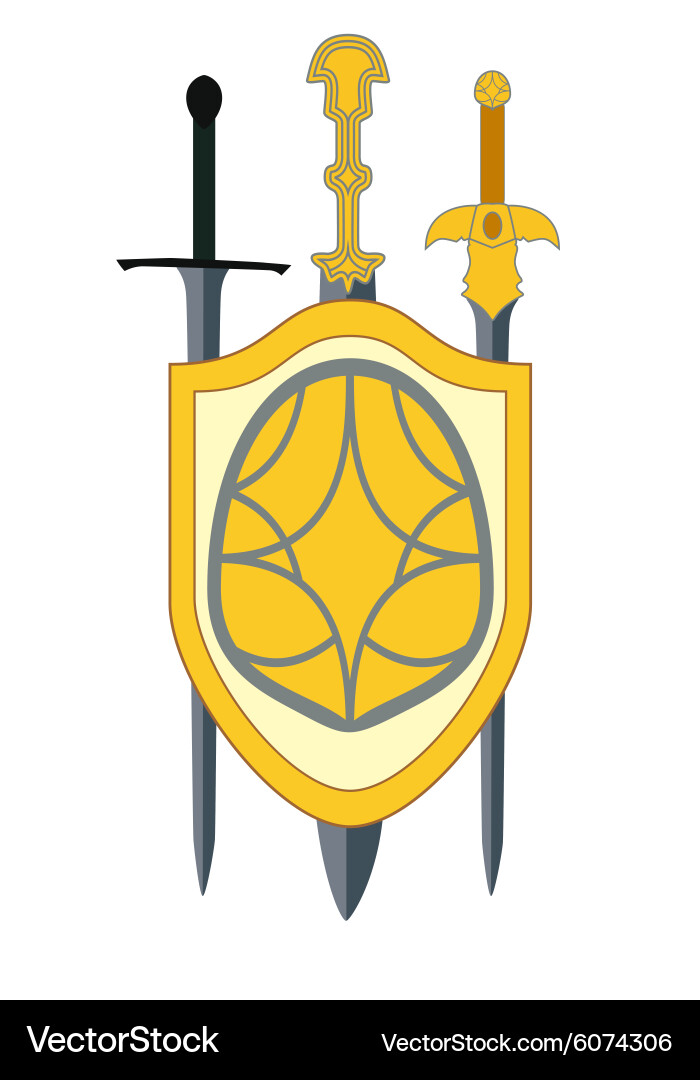 Shield and Swords - Retro Style vector image