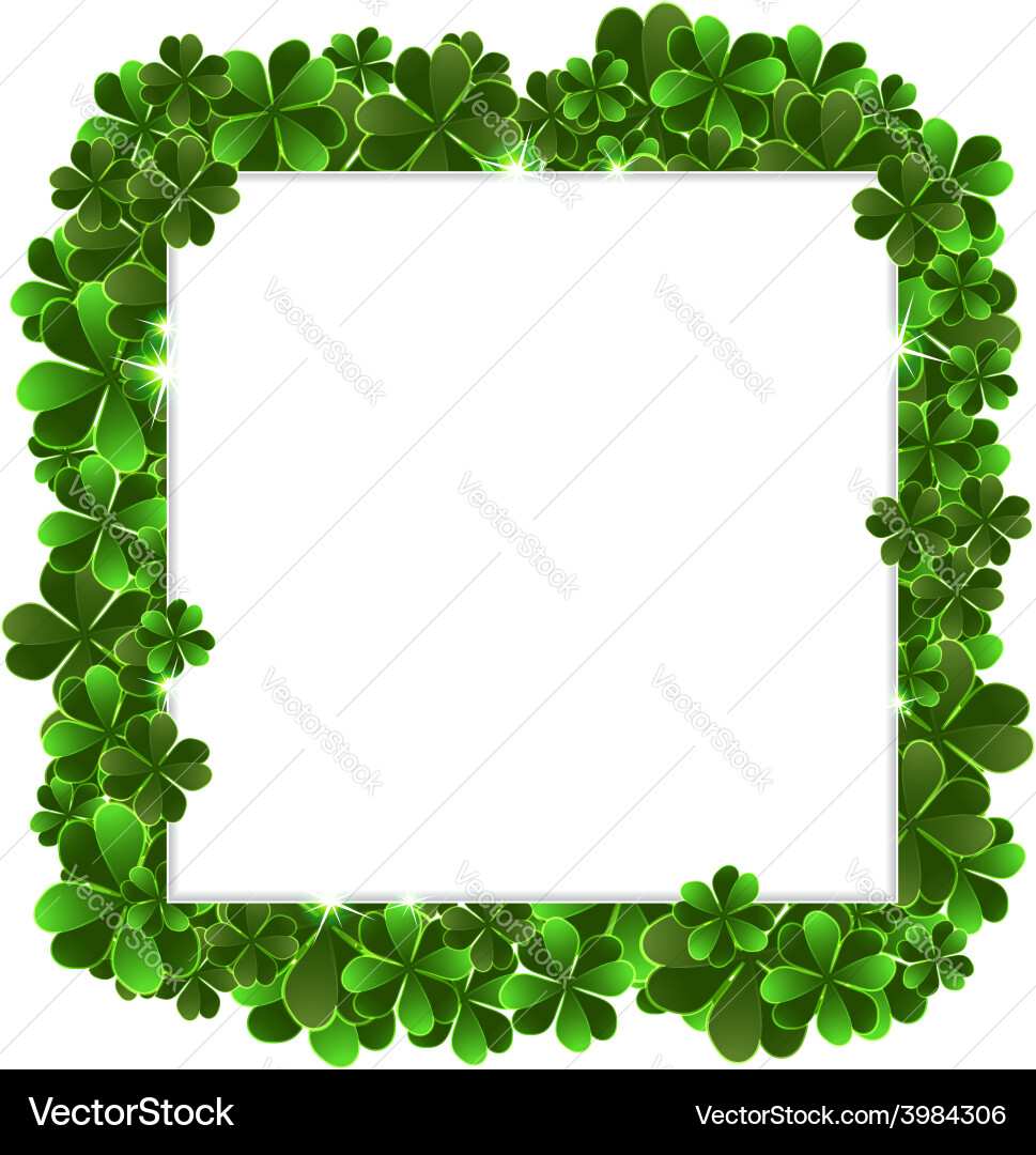 Sparkling Clover Frame Vector Image