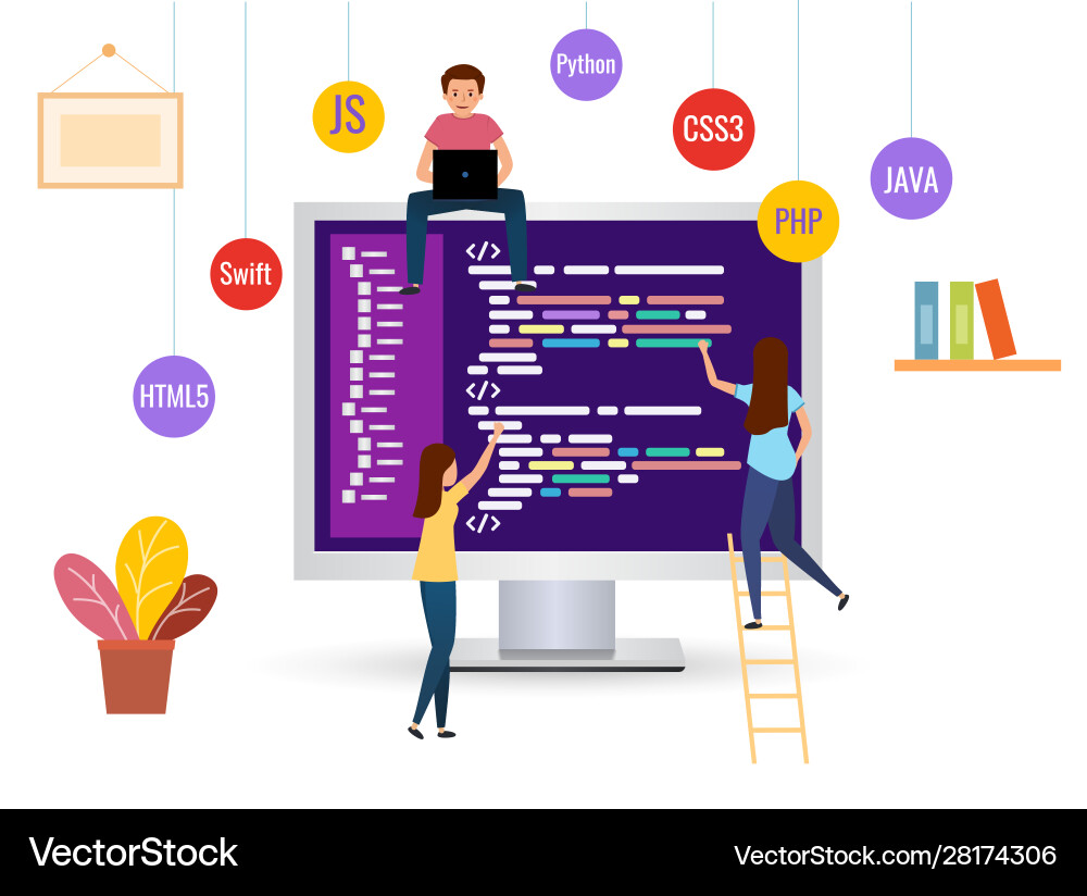 Team Coding für Game App Entwicklung vektorbild