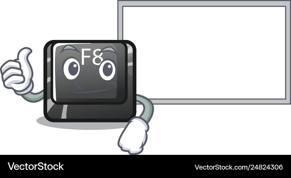 Thumbs up with board button f8 in shape Thumbs up with board button f8 in shape vector image