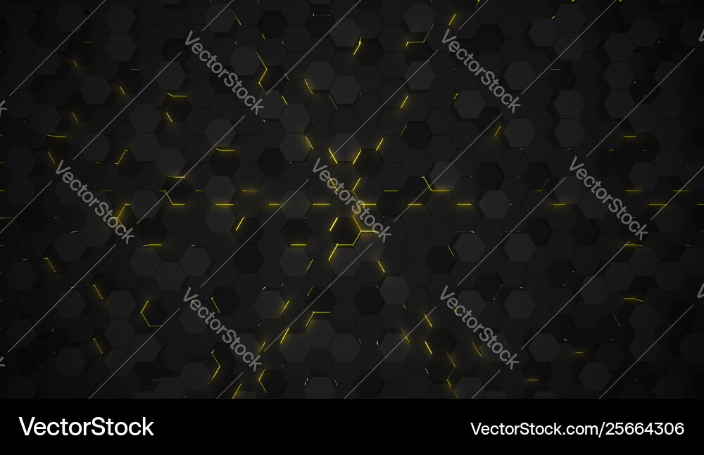 Yellow 3d hexagon tech background Vector Image