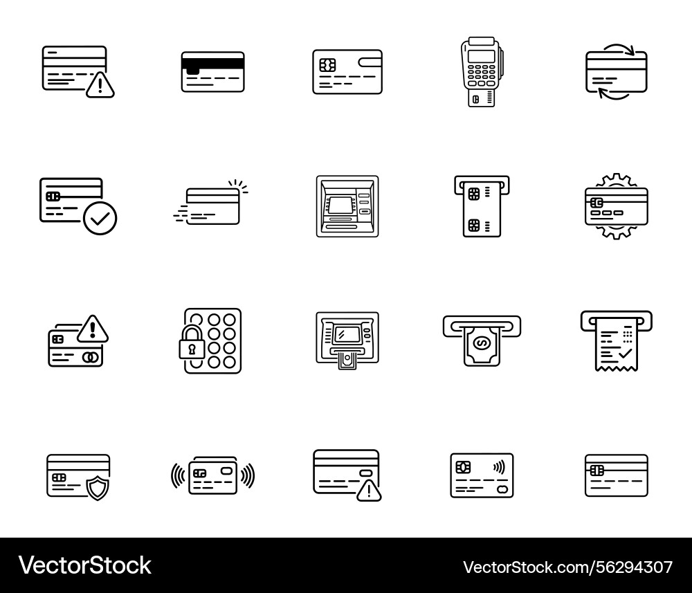 20 atm and card transactions icons set vector image