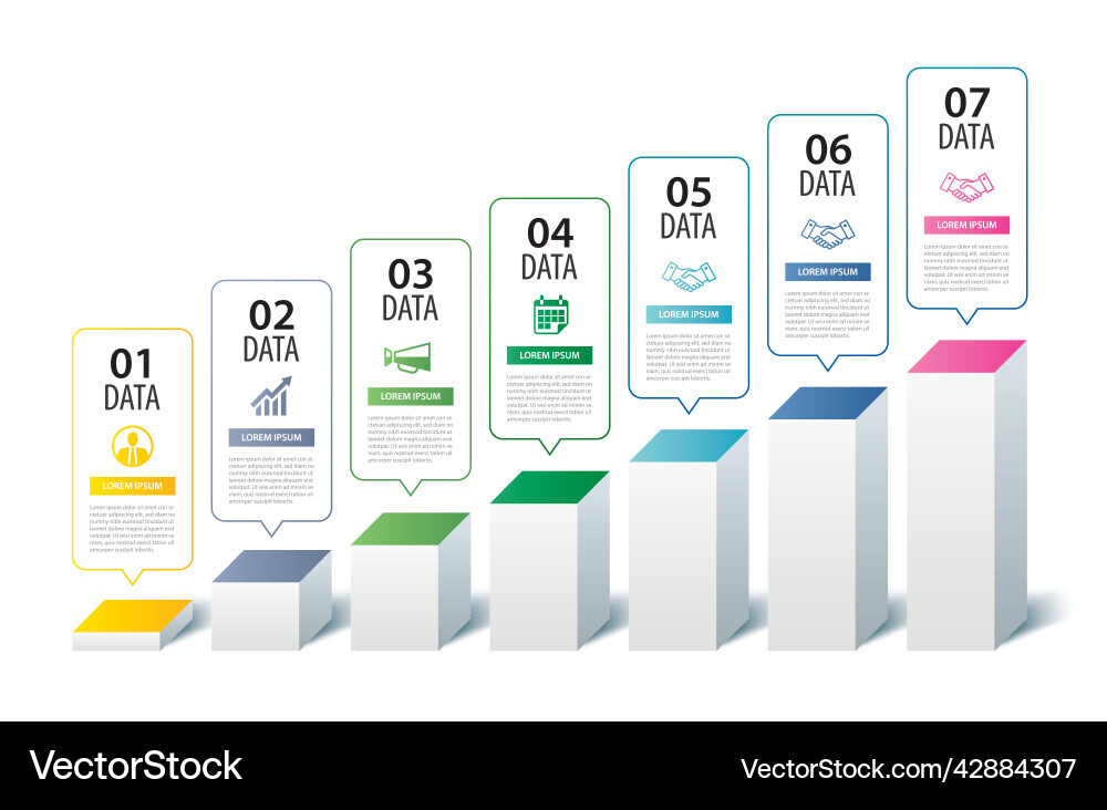 7 data infographics square index template Vector Image