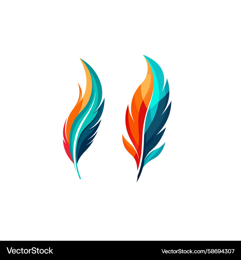 Abstract colorful feathers with flowing lines Vector Image