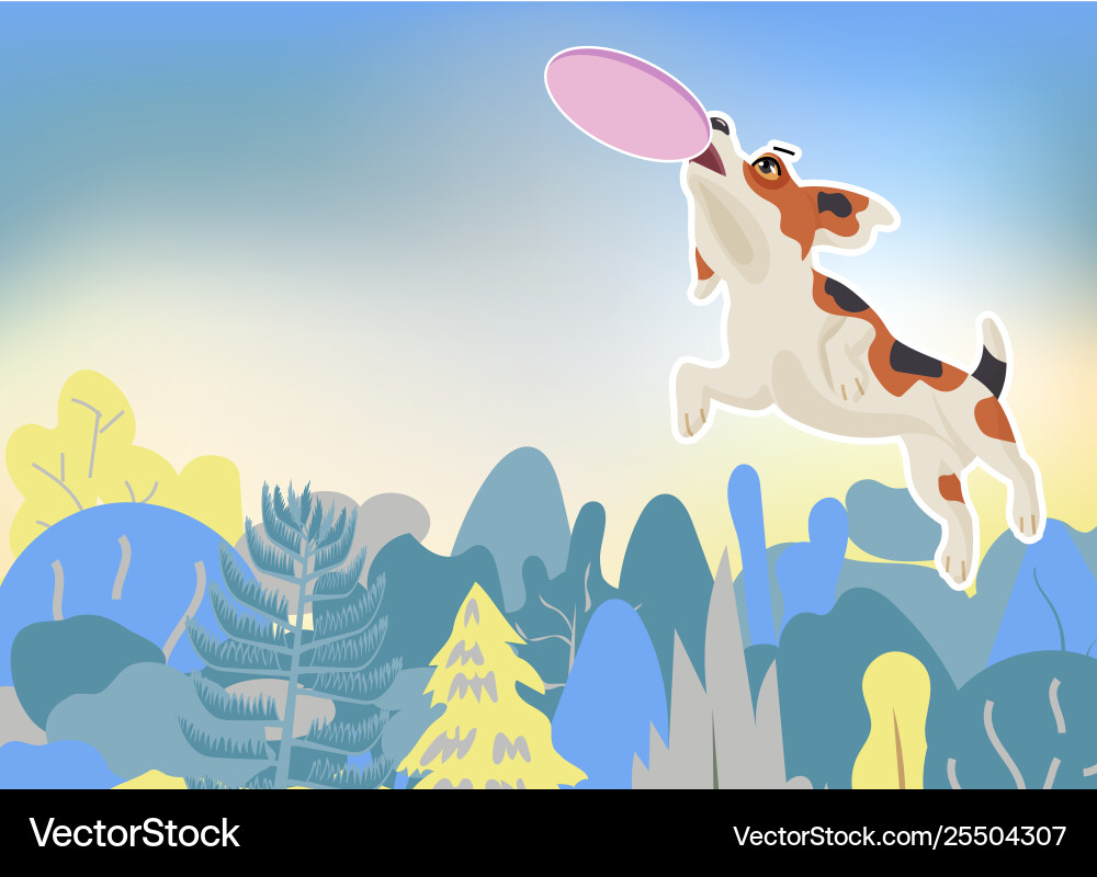 Beagle Hund fangen eine fliegende Scheibe in der Luft Beagle Hund fangen eine fliegende Scheibe in der Luft vektorbild