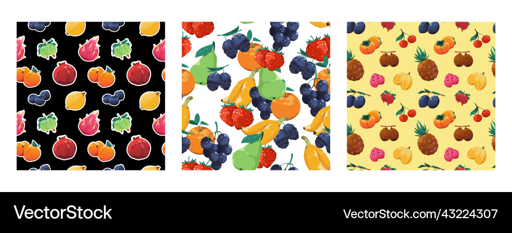 Cartoon fruit pattern seamless print of fresh Cartoon fruit pattern seamless print of fresh vector image