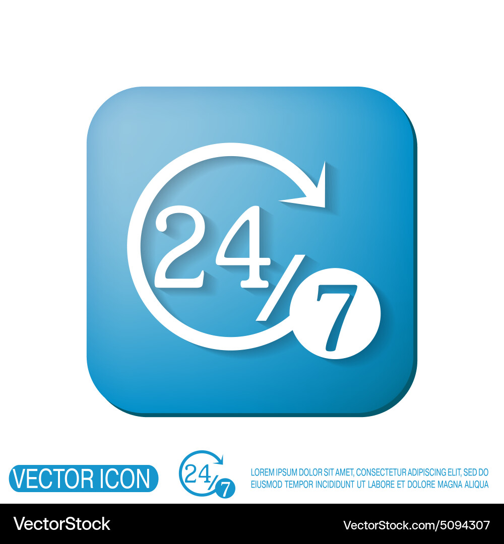 Character 24 7 open hours a day and days Vector Image
