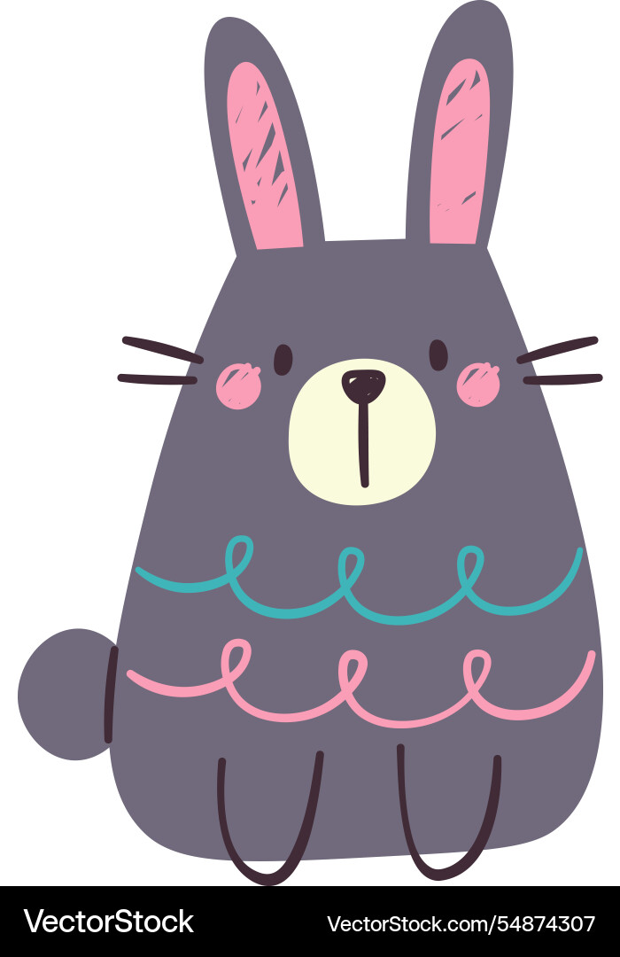 Childish rabbit with scribble pattern vector image