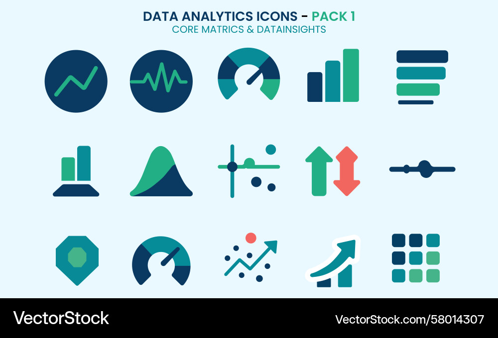 Data analytics dashboard icons minimal pack Vector Image
