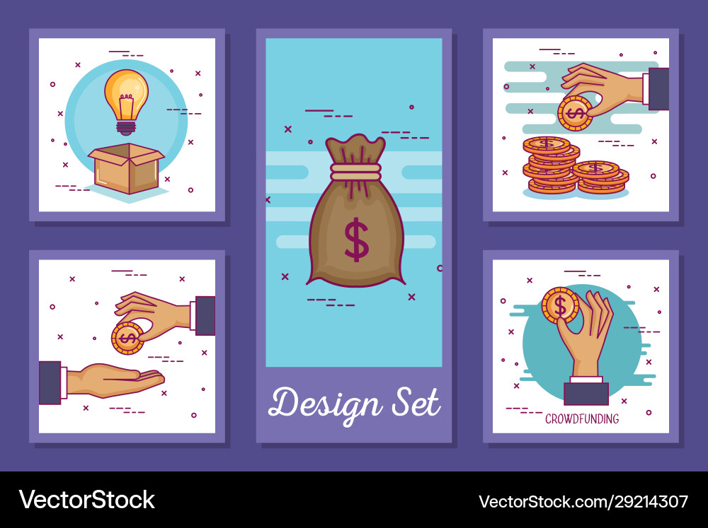 Designs setzen Crowdfunding und Icons Designs setzen Crowdfunding und Icons vektorbild