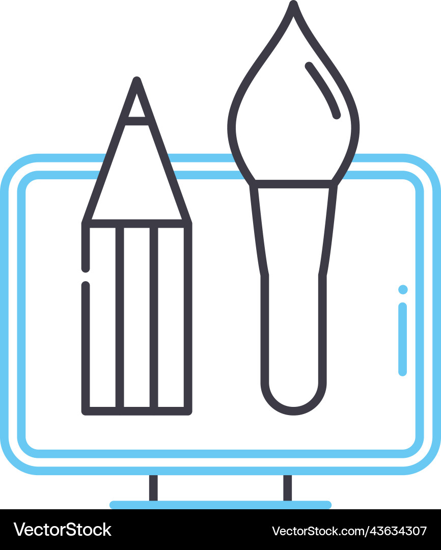 Digital graphics line icon outline symbol Digital graphics line icon outline symbol vector image