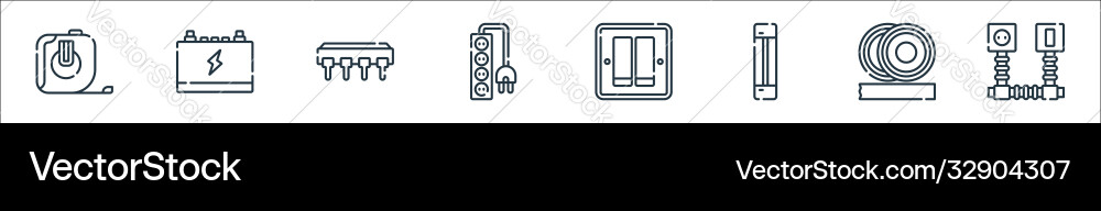 Electrician tools and line icons linear set Electrician tools and line icons linear set vector image