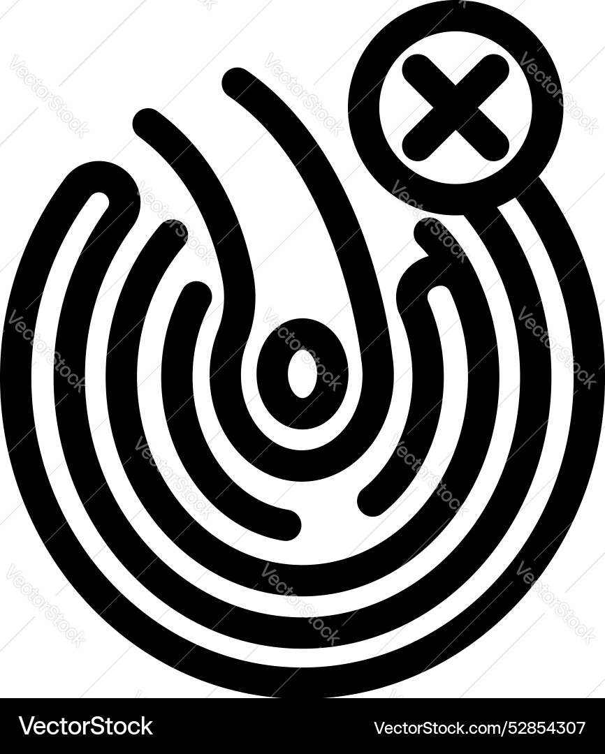 Fingerprint scan showing cross mark for access vector image