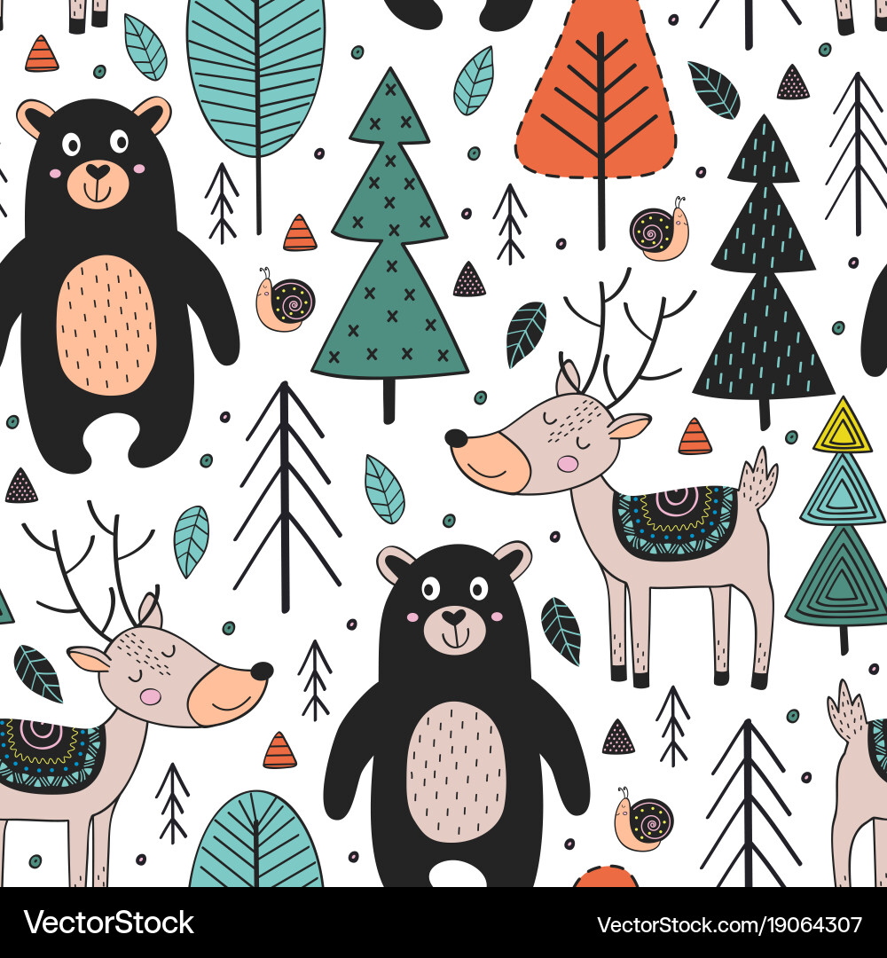 Forest Animal Seamless Pattern Vector Image