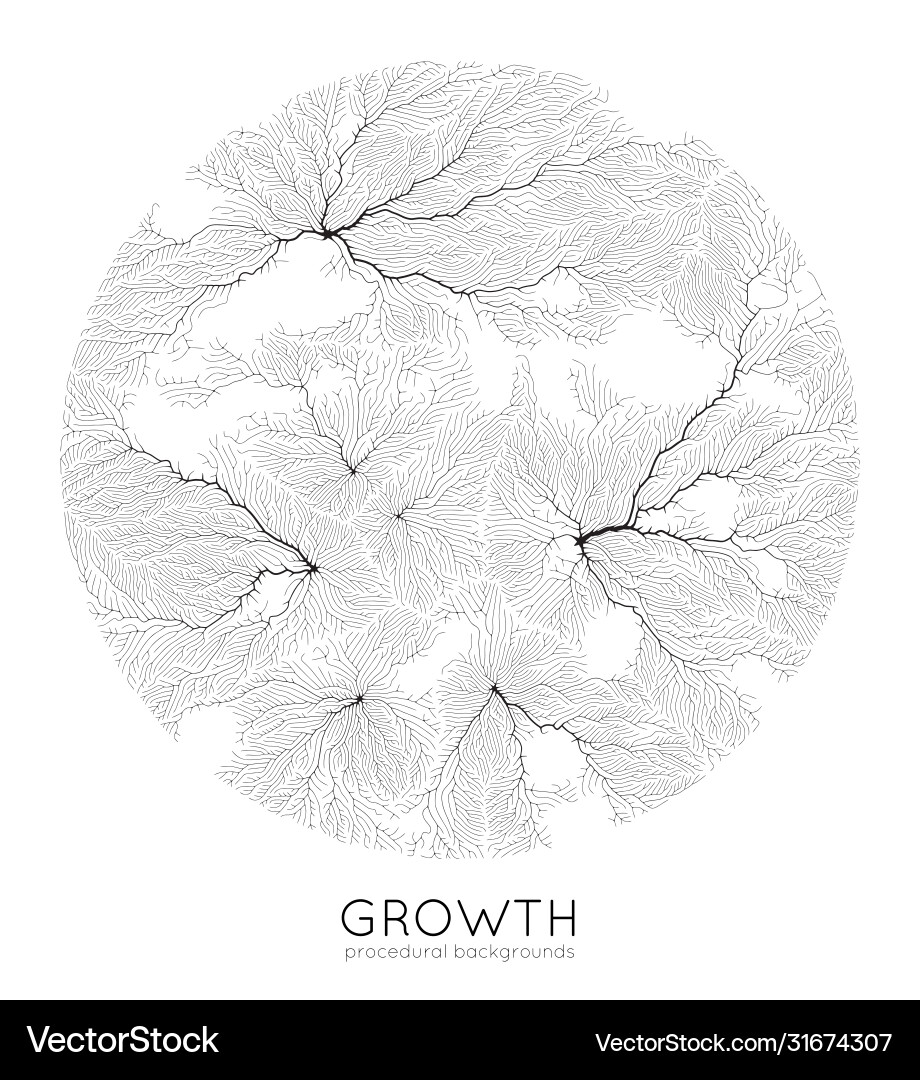 Generative branch growth pattern round Vector Image