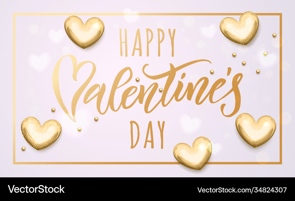 Glücklicher Valentinstag goldene Herzen Grußkarte Glücklicher Valentinstag goldene Herzen Grußkarte vektorbild