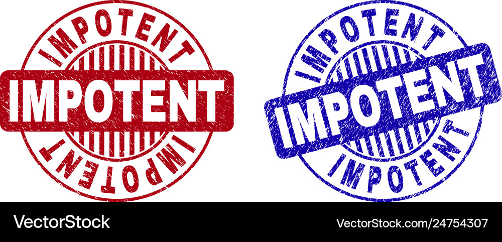 Grunge impotent scratched round stamp seals Grunge impotent scratched round stamp seals vector image