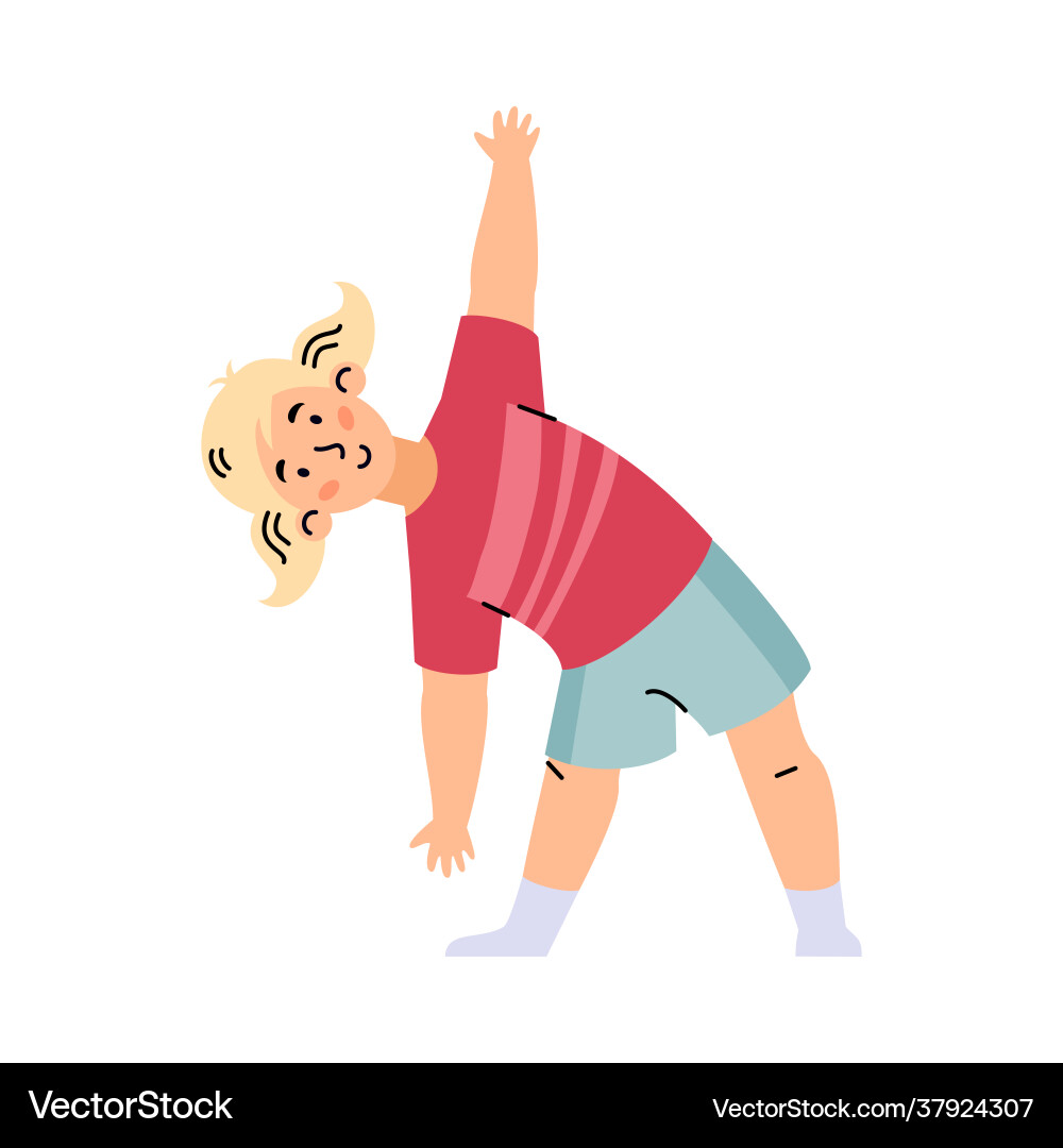 Kleine Mädchen tun Morgen Übungen Cartoon Kleine Mädchen tun Morgen Übungen Cartoon vektorbild