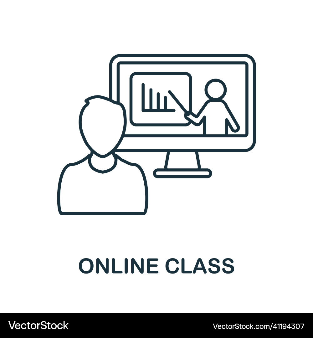 Online class icon line element from internet Online class icon line element from internet Vector Image
