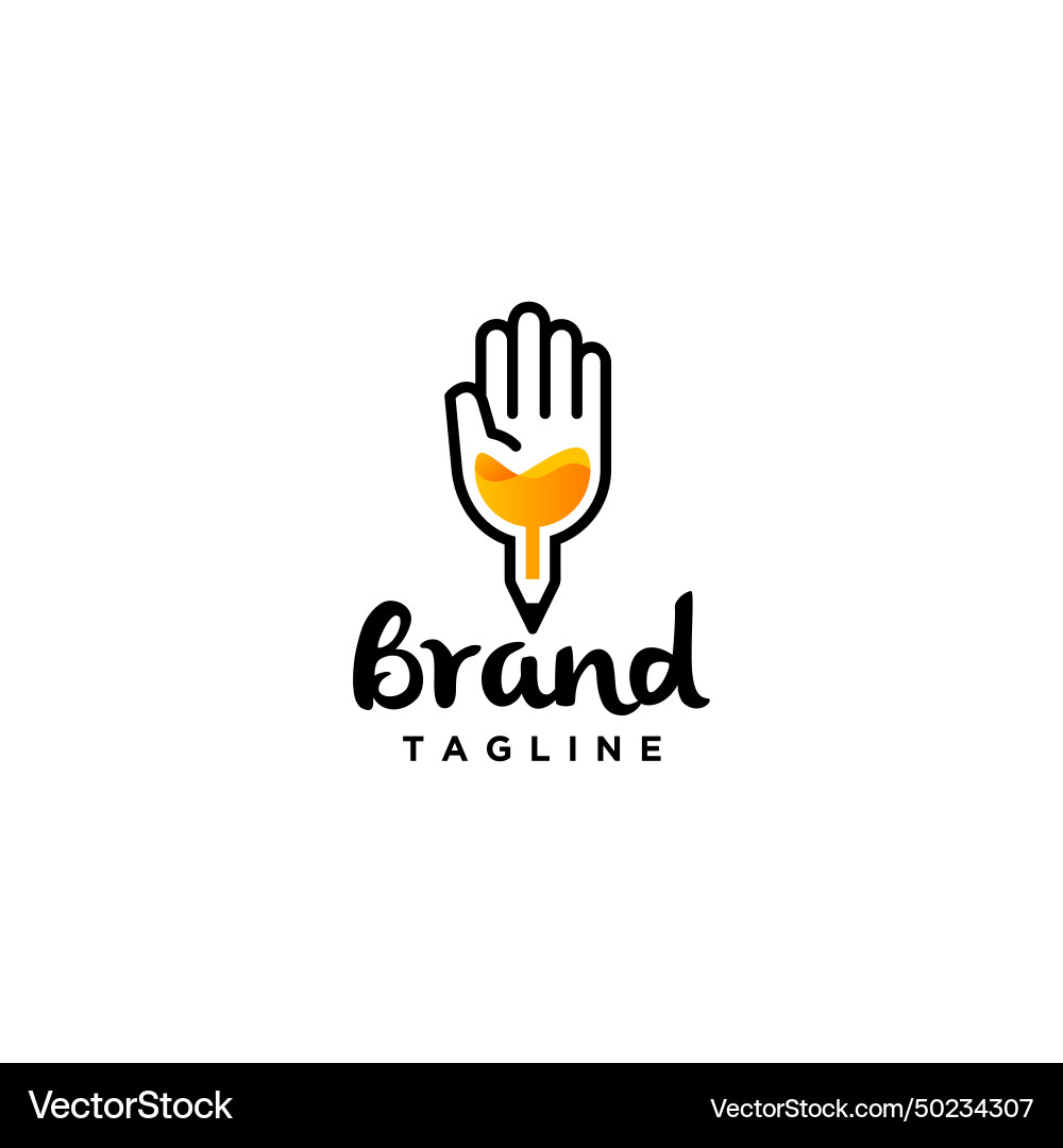 Open hand symbol with nib icon design Open hand symbol with nib icon design vector image