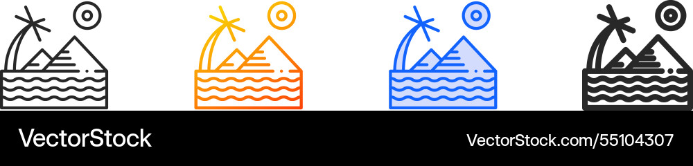 Pyramids iconthin linear gradient blue stroke Vector Image